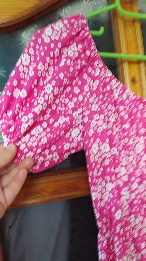 Pembe Bağlama Desenli Pileli Uzun elbise - Görsel 5