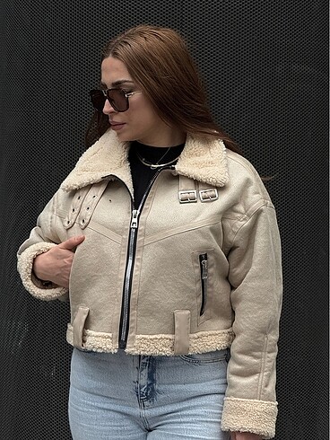 s Beden Laminasyonlu kürklü bayan mont