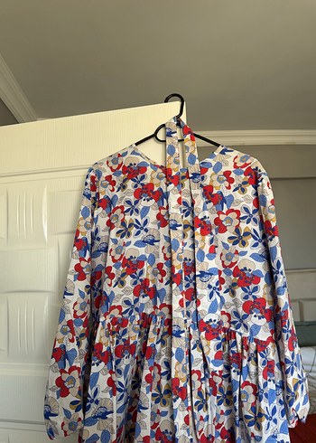 Çiçek Desenli Uzun Pamuklu Elbise - Görsel 4