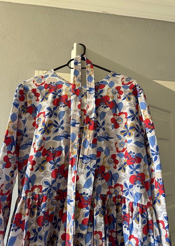 Çiçek Desenli Uzun Pamuklu Elbise - Görsel 3