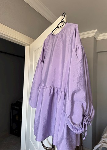 Kadın Lila Midi Keten Salaş Tunik - Görsel 3