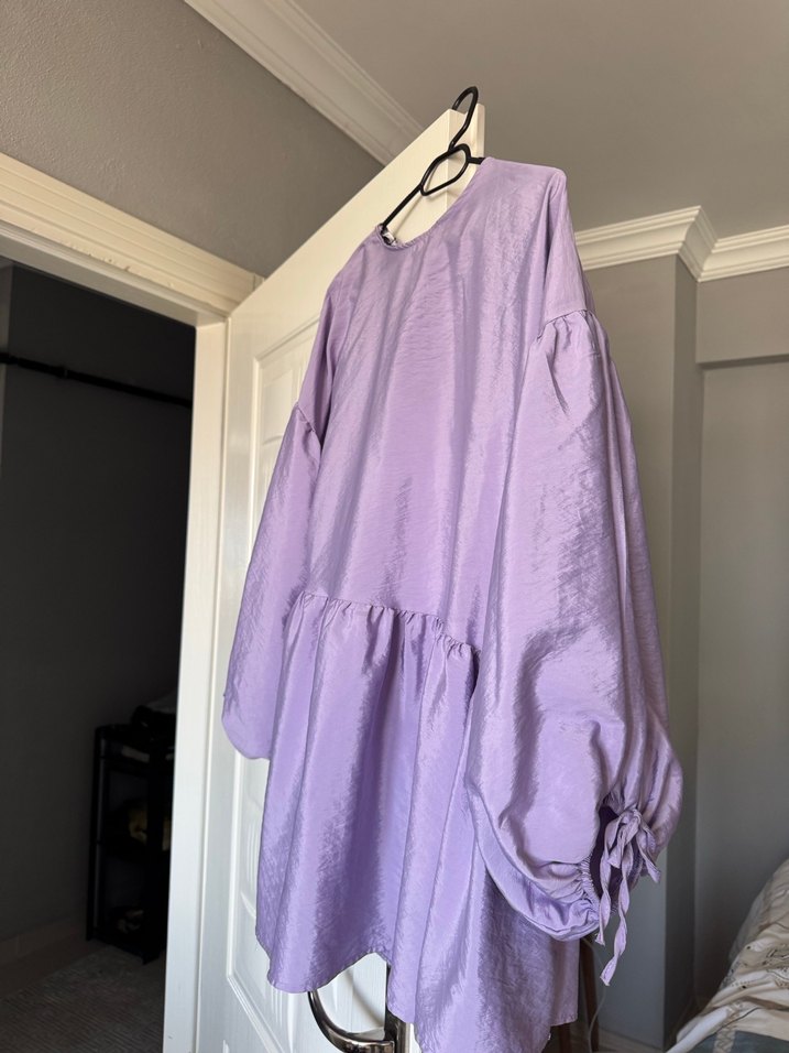 Kadın Lila Midi Keten Salaş Tunik - Görsel 3