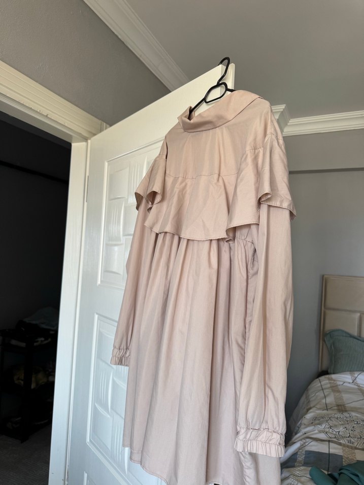 Bej Keten Uzun Kollu tunik - Görsel 2