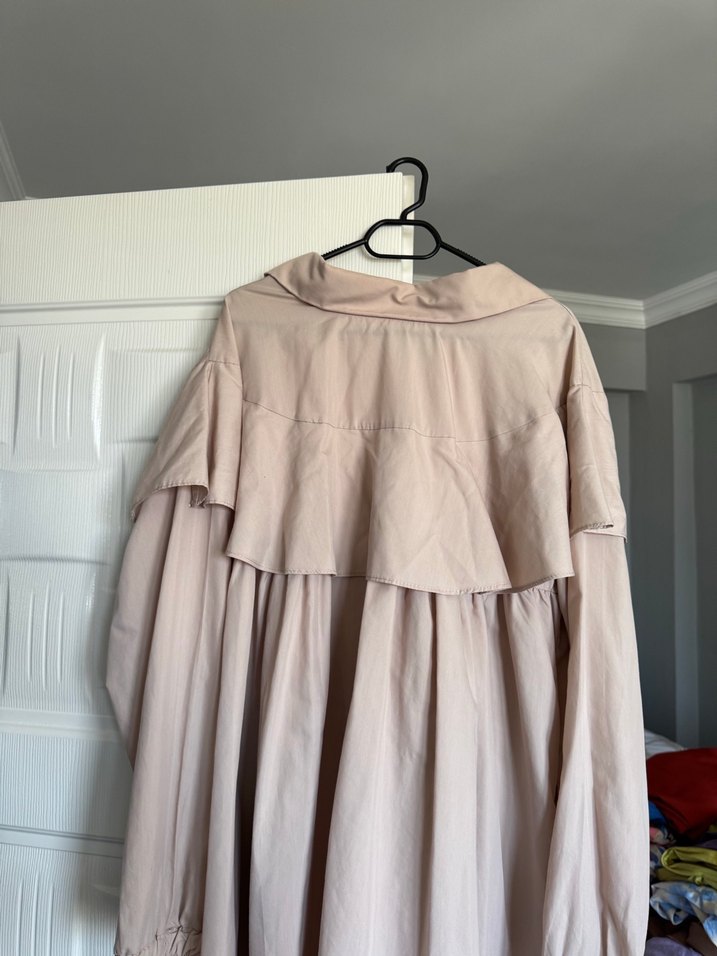 Bej Keten Uzun Kollu tunik - Görsel 3