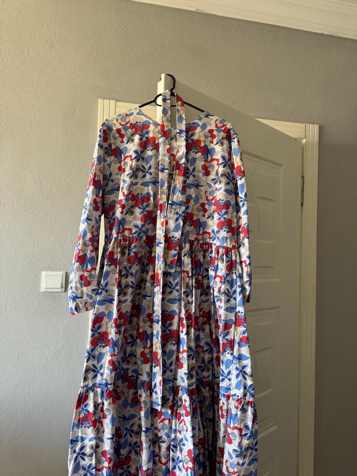 Çiçek Desenli Uzun Bohem Elbise - Görsel 2