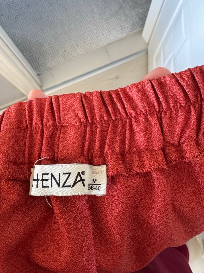 Kırmızı Uzun Kollu Keten Salaş Gömlek - Görsel 4