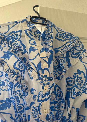 Mavi Baskılı Uzun Bohem Elbise - Görsel 3