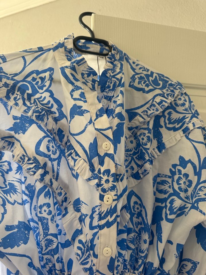 Mavi Baskılı Uzun Bohem Elbise - Görsel 3