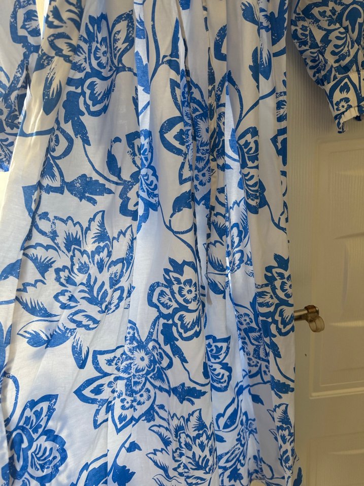 Mavi Baskılı Uzun Bohem Elbise - Görsel 2