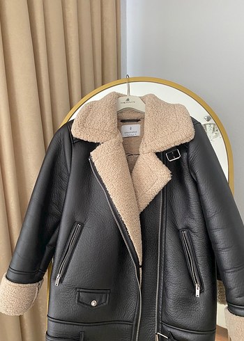 Stradivarius suni kürklü biker ceket - Görsel 3