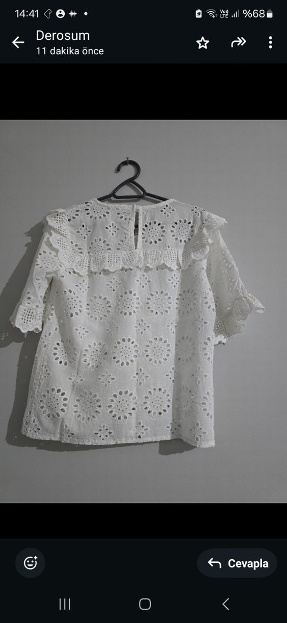 Nakışlı Beyaz Kadın Pamuk Bluz - Görsel 2