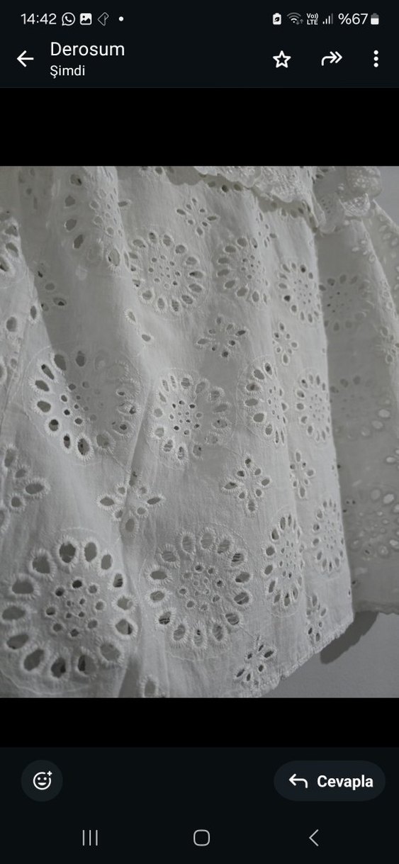 Nakışlı Beyaz Kadın Pamuk Bluz - Görsel 3