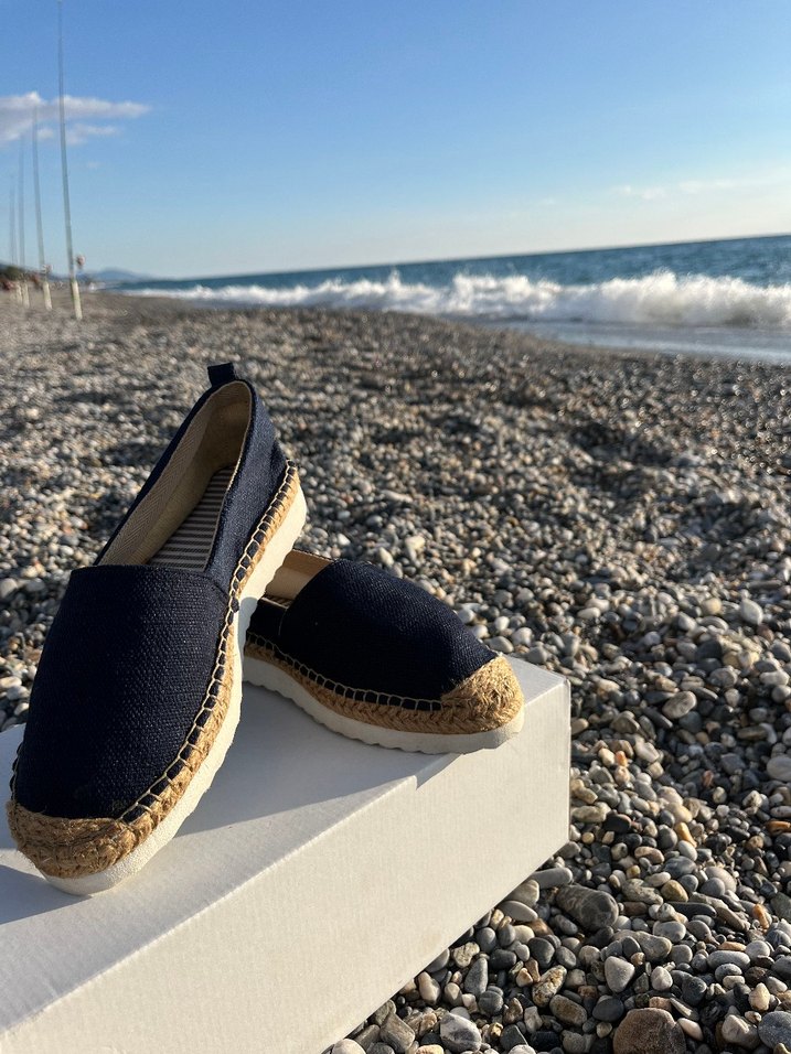 Siyah Kadın Denim Dolgu Topuklu Espadril - Görsel 4