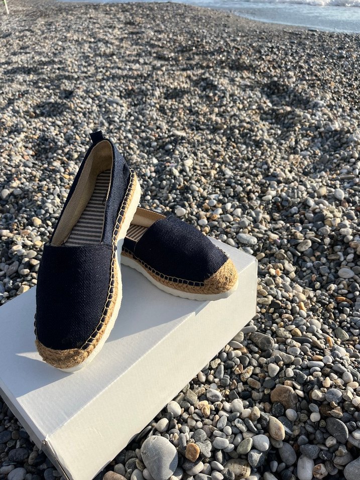 Siyah Kadın Denim Dolgu Topuklu Espadril - Görsel 3