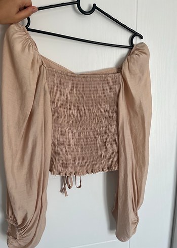 Bej Drapeli Uzun Kollu Keten Mini crop - Görsel 3