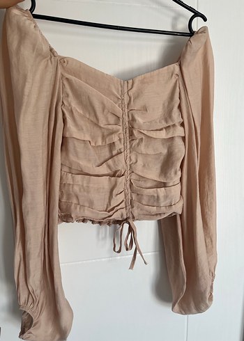 Bej Drapeli Uzun Kollu Keten Mini crop - Görsel 2