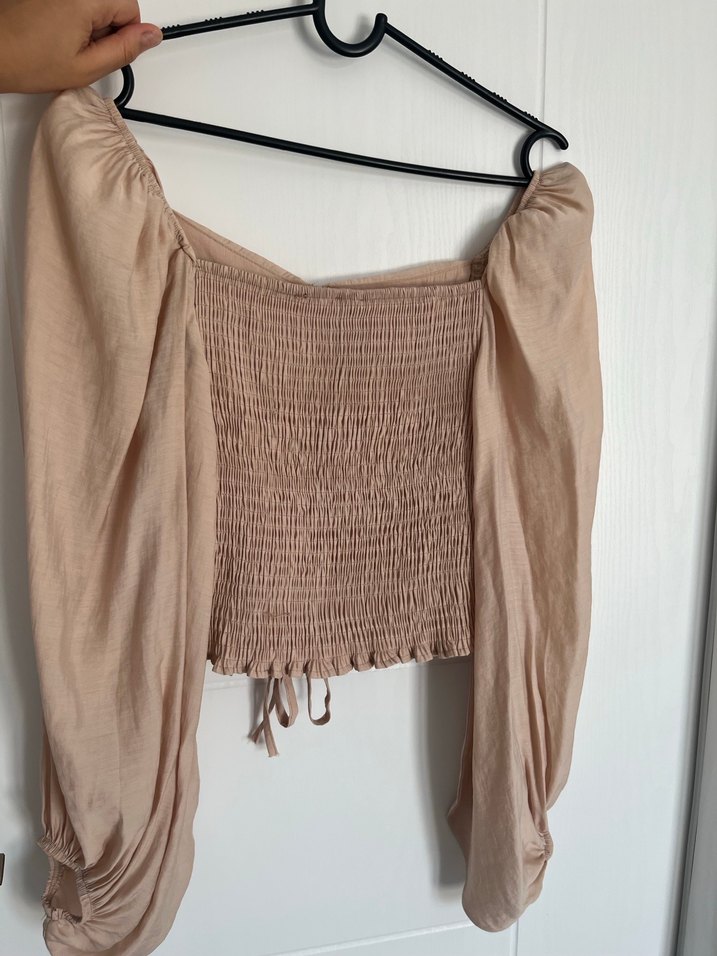 Bej Drapeli Uzun Kollu Keten Mini crop - Görsel 3