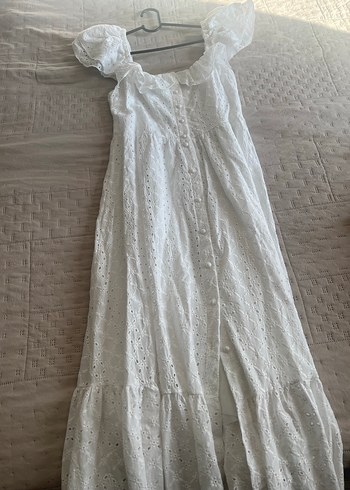 Beyaz midi elbise - Görsel 2