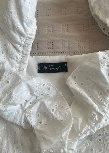 Beyaz midi elbise - Görsel 4