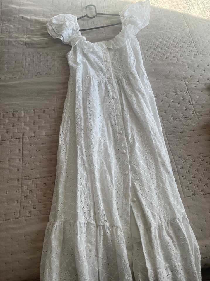 Beyaz midi elbise - Görsel 2