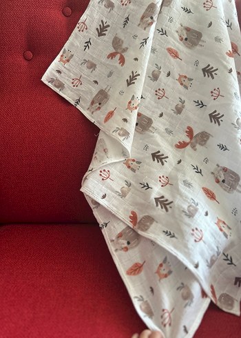 Pamuklu Desenli tek kat müslin Çocuk Battaniyesi - Görsel 3