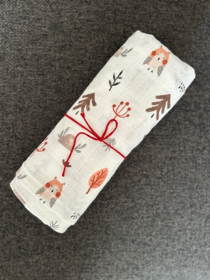 Pamuklu Desenli tek kat müslin Çocuk Battaniyesi - Görsel 2