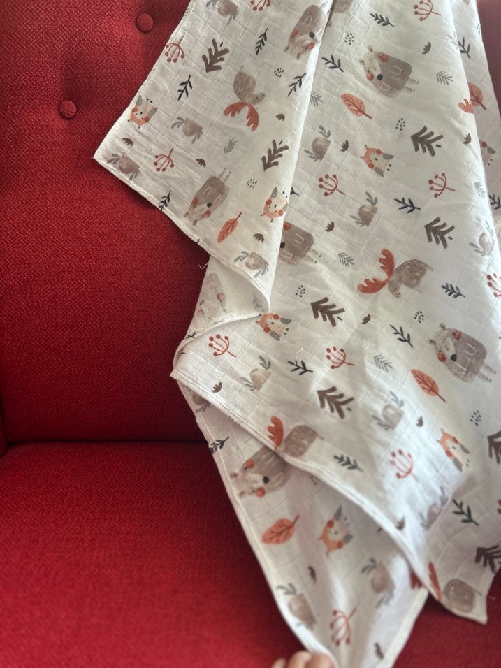 Pamuklu Desenli tek kat müslin Çocuk Battaniyesi - Görsel 3