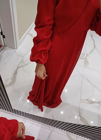 s Beden kırmızı Renk Mazi butik uzun kirmizi gece elbisesi