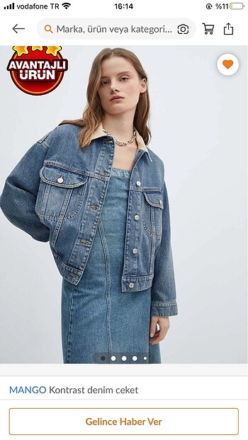 Mango kontrast denim ceket