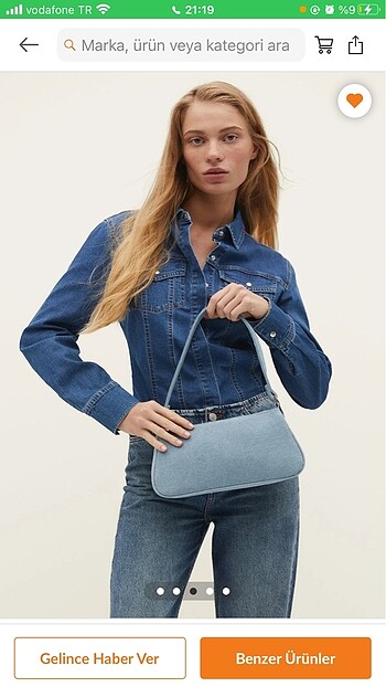  Beden Stradivarius denim kol çantası