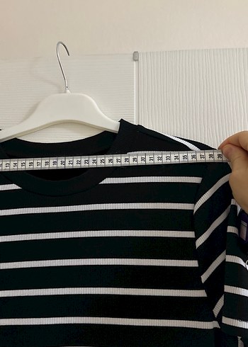 Siyah Beyaz Çizgili Midi Elbise - Görsel 5