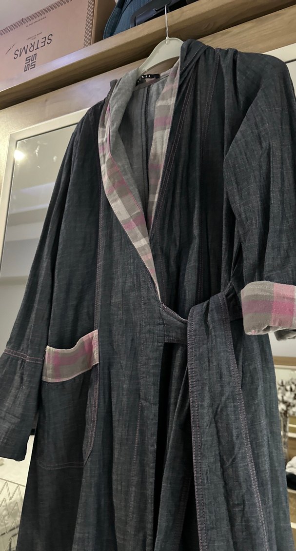 Gri Bohem Uzun Kadın kap - Görsel 3