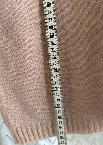 Pembe ve Beyaz Triko Midi Kadın Kazak - Görsel 3