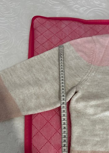 Pembe ve Beyaz Triko Midi Kadın Kazak - Görsel 5