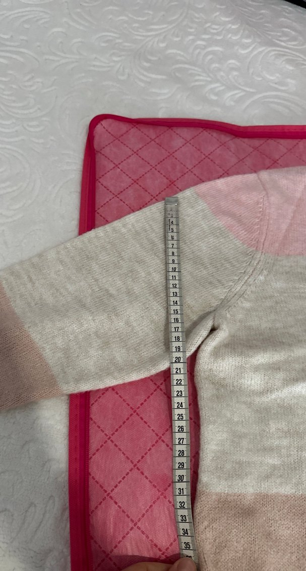 Pembe ve Beyaz Triko Midi Kadın Kazak - Görsel 5