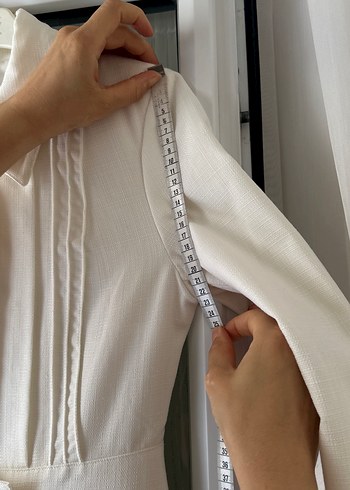 Armine Uzun Beyaz Keten Kadın pardesü - Görsel 9