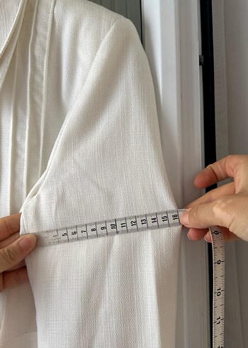 Armine Uzun Beyaz Keten Kadın pardesü - Görsel 10