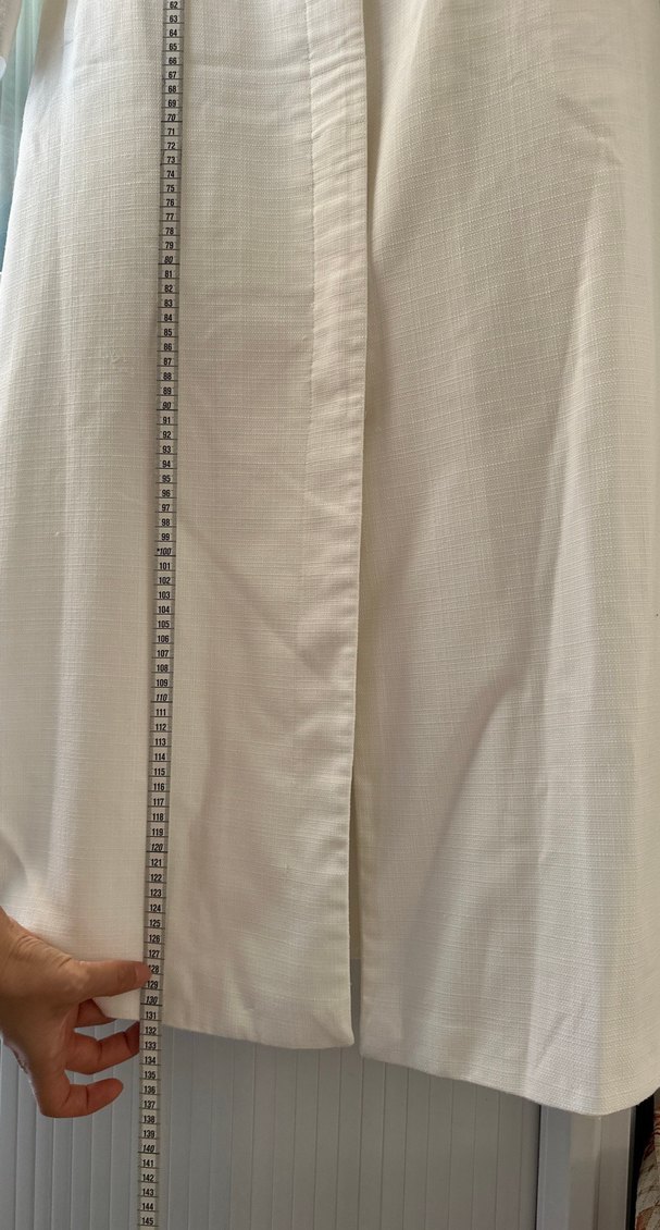 Armine Uzun Beyaz Keten Kadın pardesü - Görsel 4