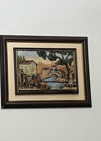 Kahverengi Çerçeveli Kırsal Manzara Tablosu - Görsel 2