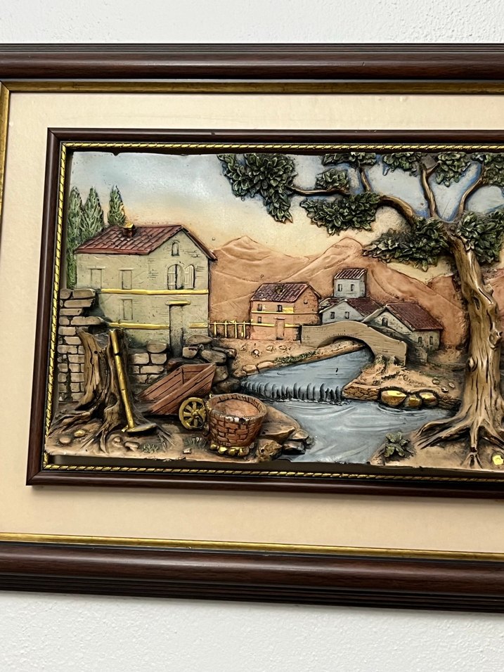 Kahverengi Çerçeveli Kırsal Manzara Tablosu - Görsel 3