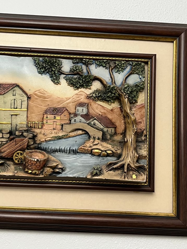 Kahverengi Çerçeveli Kırsal Manzara Tablosu - Görsel 4