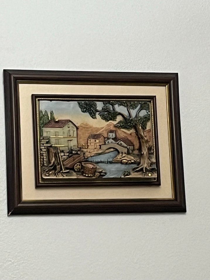 Kahverengi Çerçeveli Kırsal Manzara Tablosu - Görsel 2