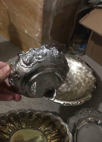 Parlak gümüş Renkli Klasik Tabak alman gümüşü yazıyor - Görsel 3