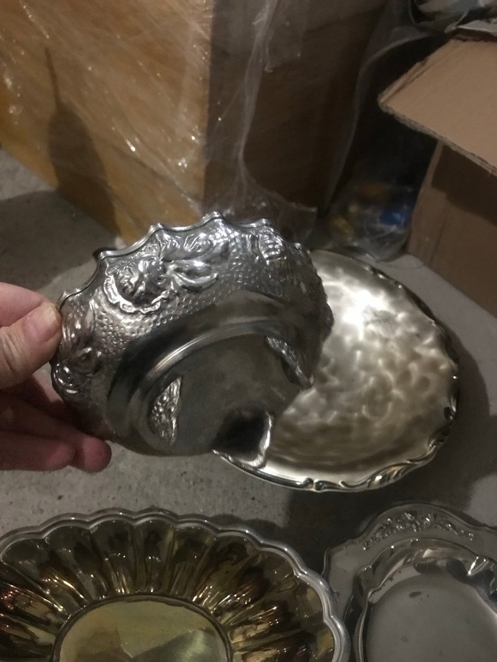 Parlak gümüş Renkli Klasik Tabak alman gümüşü yazıyor - Görsel 3