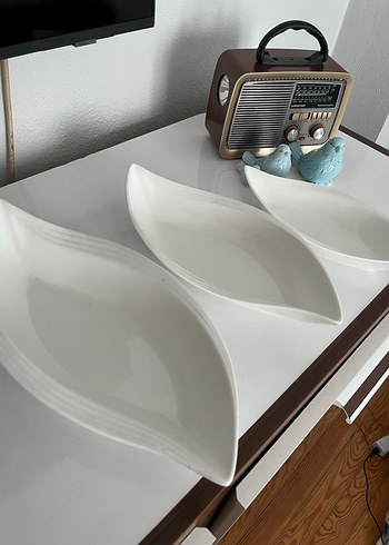 Beyaz porselen Sunum Tabağı Seti 3 lü set sfır ürün - Görsel 4