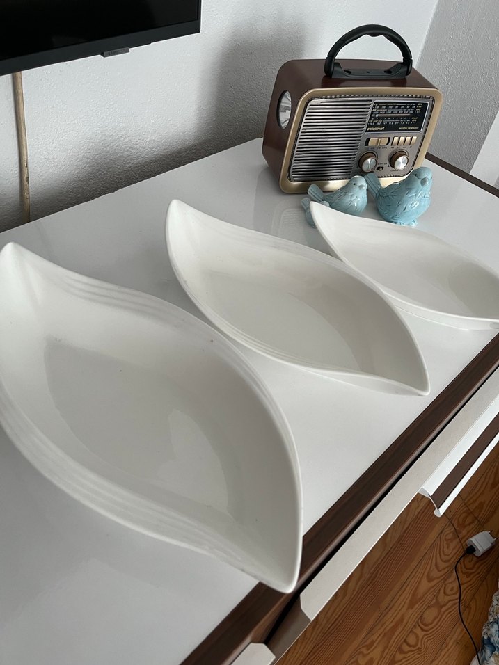 Beyaz porselen  Sunum Tabağı Seti 3 lü set sfır ürün - Görsel 4