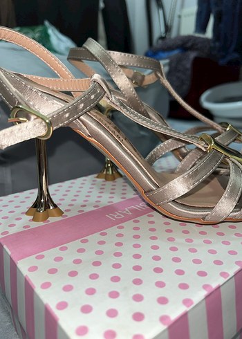 Bej Stiletto Kadın Abiye Ayakkabı - Görsel 5