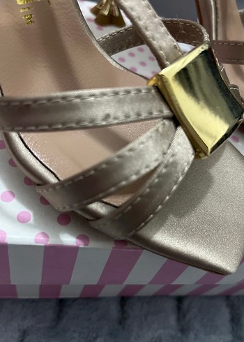 36 Beden Bej Stiletto Kadın Abiye Ayakkabı