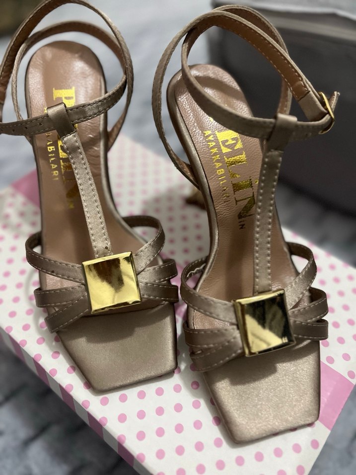 Bej Stiletto Kadın Abiye Ayakkabı - Görsel 3