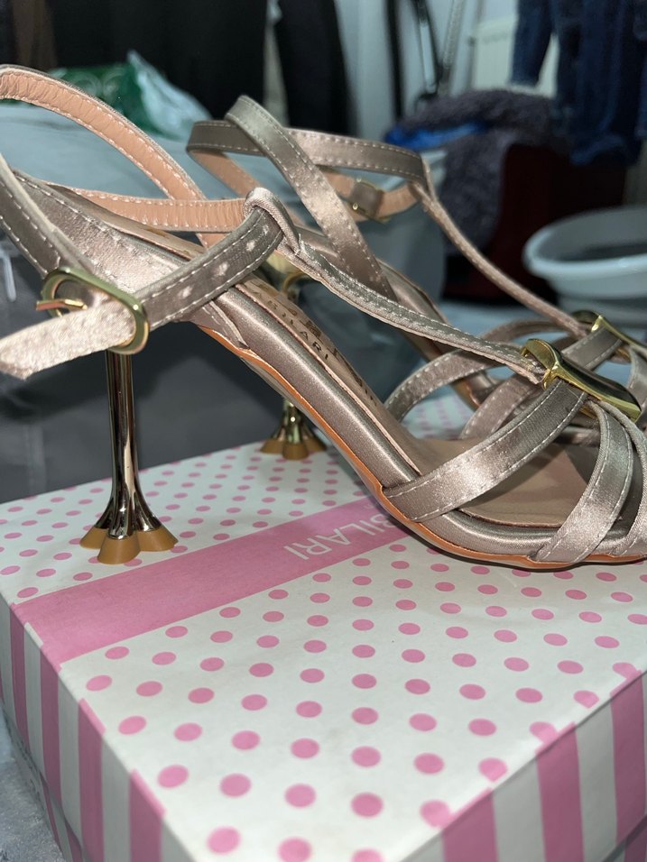 Bej Stiletto Kadın Abiye Ayakkabı - Görsel 5